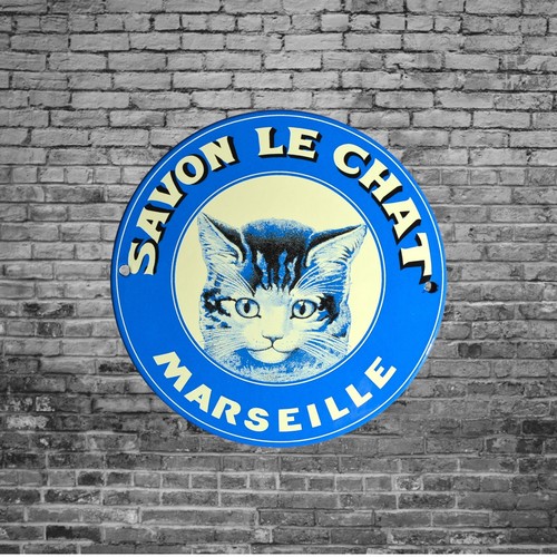 Targa smaltata sapone gatto - il,