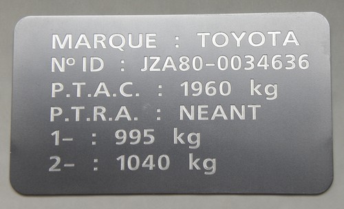 Plaque tare gravée - tare,