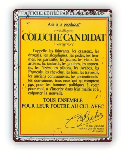 Plaque murale coluche candidat - murale,